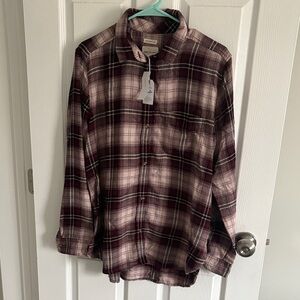 American Eagle Outfitters Burgundy Plaid Shirt Jacket